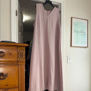 Beige Sleeveless V-Neck Midi Sundress